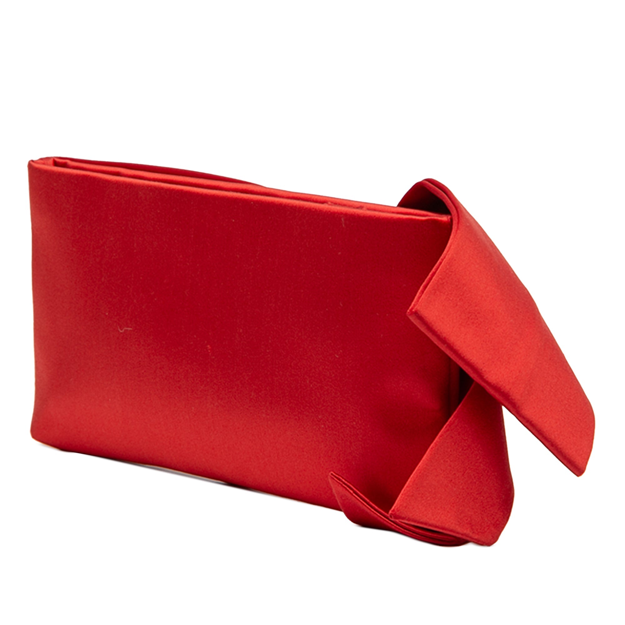 Pleated Satin Bow Clutch