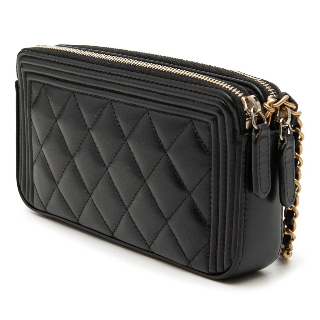 Quilted Lambskin Boy Double Zip Wallet On Chain