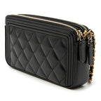 Quilted Lambskin Boy Double Zip Wallet On Chain