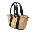 Medium Raffia and Smooth Calfskin Sense Basket Tote