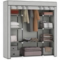 Foldable Fabric Wardrobe with Hanging Rail & Shelves, 150 x 43 x 162.5 cm, Light Grey