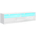 High Gloss LED TV Stand Cabinet for TVs up to 75" with Storage Unit, White