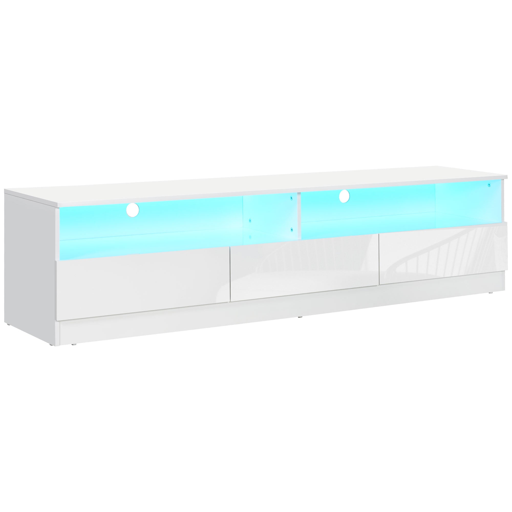 High Gloss LED TV Stand Cabinet for TVs up to 75" with Storage Unit, White
