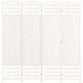 4 Panel Folding Room Divider, Freestanding Partition Separator Screen, 160 x 170cm, White