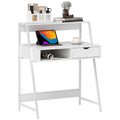 Home Office Computer Desk with Drawer & Storage Shelvesfor Small Spaces, White