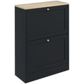 Narrow Shoe Cabinet with 2 Flip Drawers, Entryway Shoe Storage Unit for 12 Pairs, Black