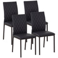 Set of 4 Modern Upholstered Dining Chairs, Faux Leather Accent Chairs with Metal Legs, Black
