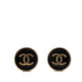 CC Gold Plated and Enamel Round Button Clip On Earrings
