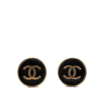 CC Gold Plated and Enamel Round Button Clip On Earrings