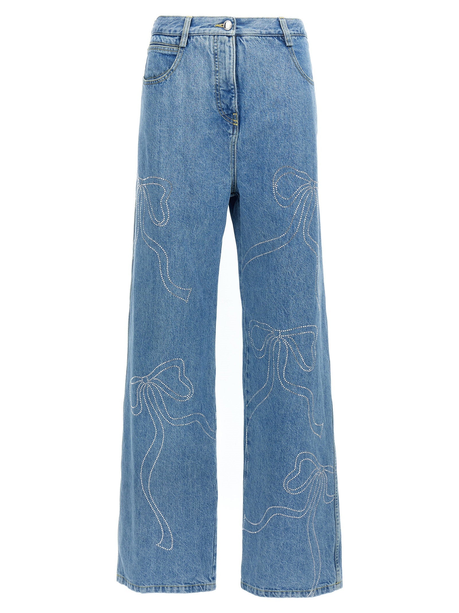 Mach & Mach Rhinestone-Embellished Jeans — Blue