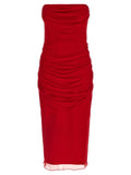 Carolina Herrera Strapless Silk Chiffon Dress — Red