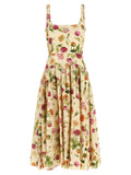 Carolina Herrera Floral Cotton Poplin Dress — Cream
