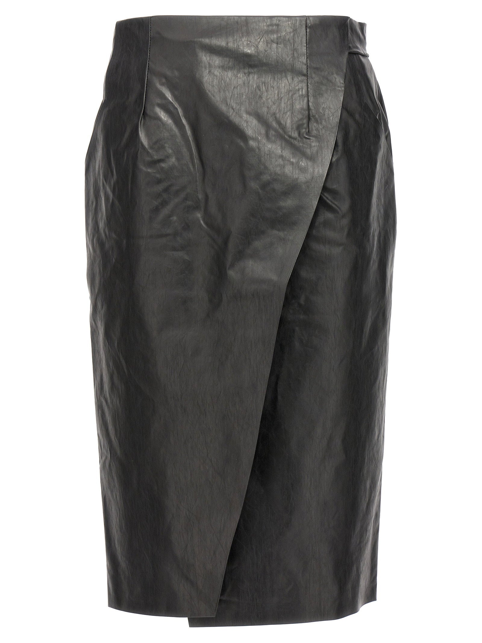 Kassl Editions Oil-Coated Canvas Wrap Skirt — Black
