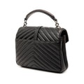 Medium Metallic Chevron Sheepskin Monogram College Pins Satchel