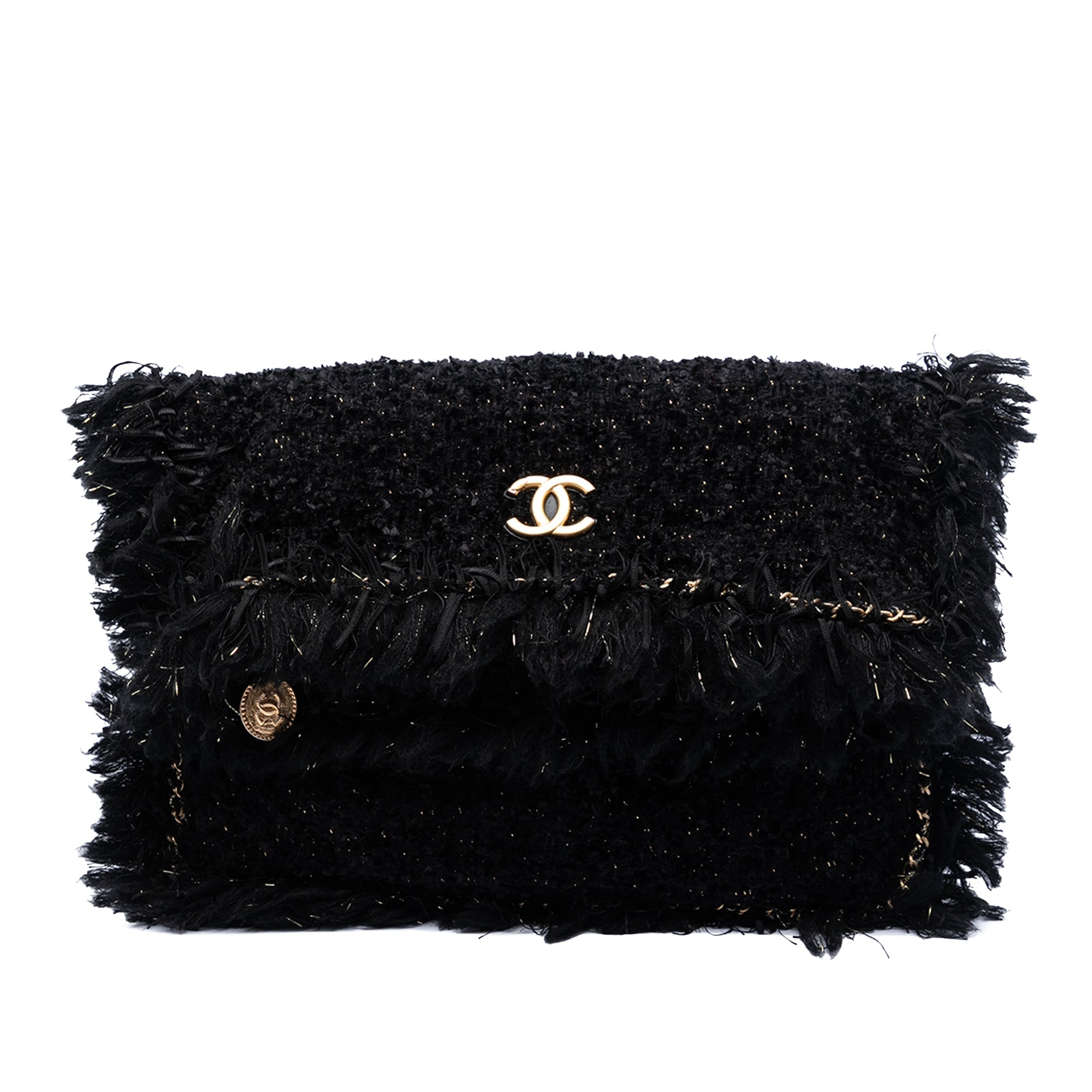 Paris Cosmopolite Tweed Fringe Clutch