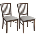 2-Pc Farmhouse Dining Chairs upholstered linen with rubberwood legs, Burn Brown