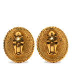 Gold Plated Horse Medallion Clip On Earrings