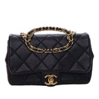 Small Quilted Lambskin Round Top Handle Flap