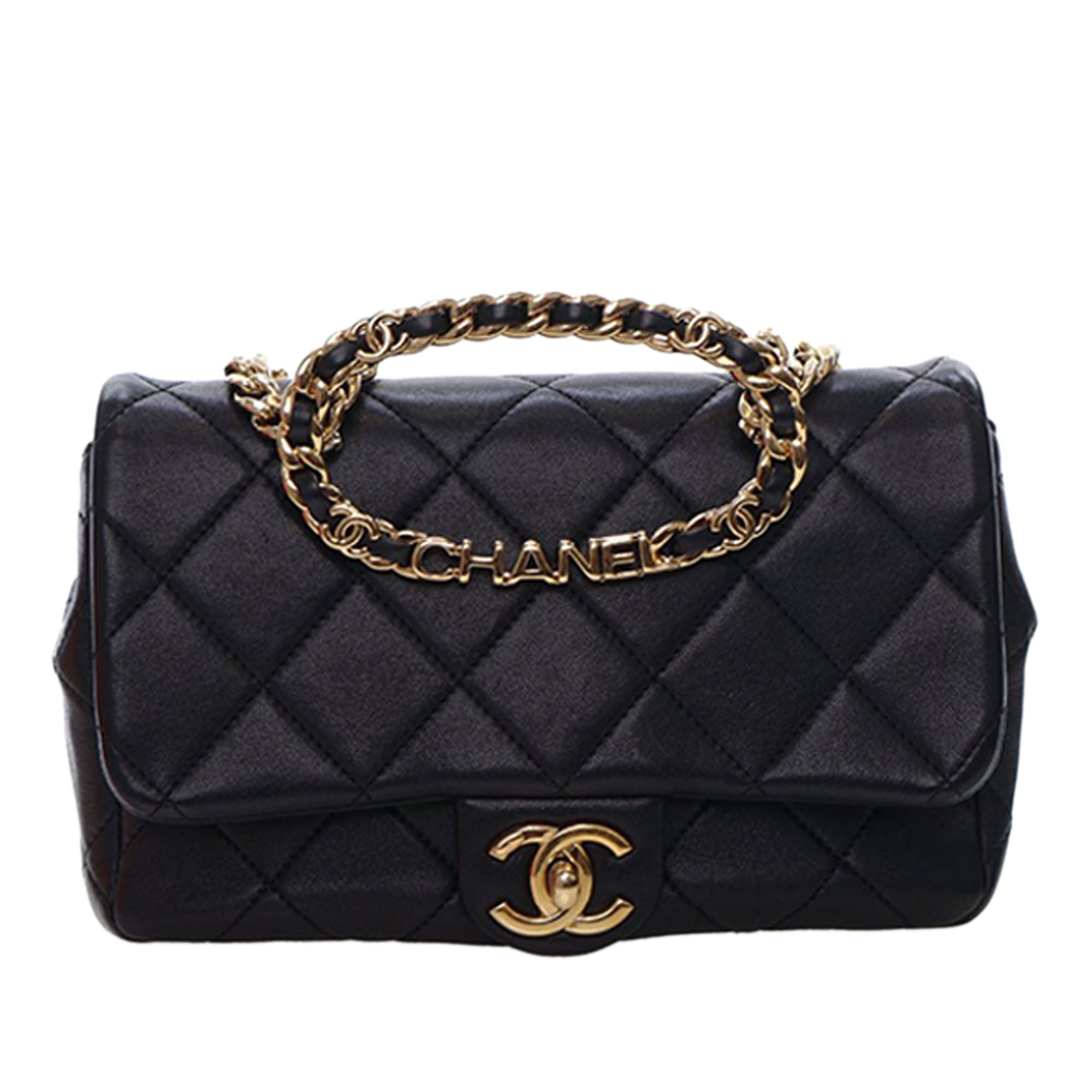 Small Quilted Lambskin Round Top Handle Flap