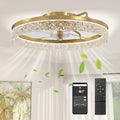 50 cm Modern LED Ceiling Fan with Lights, Remote & App Control, 3 Colour Temperatures, Dimmable & Quiet Reversible DC Motor, Gold