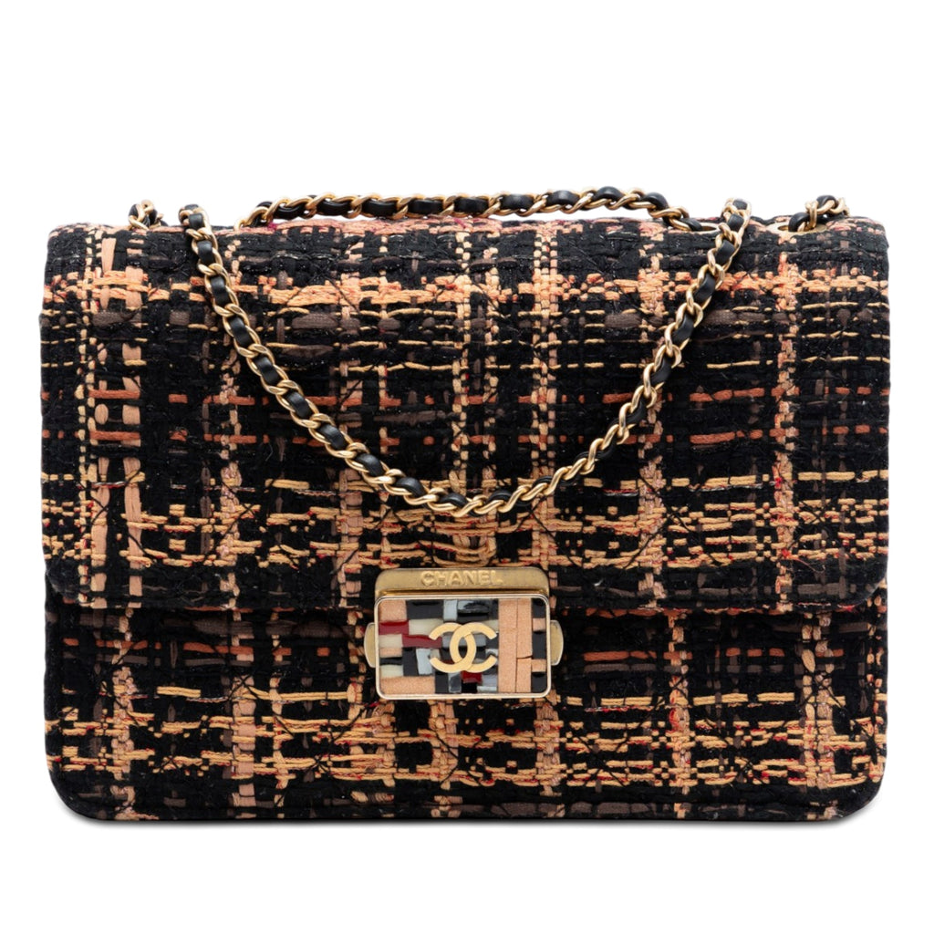 Medium Quilted Tweed Beauty Lock Flap