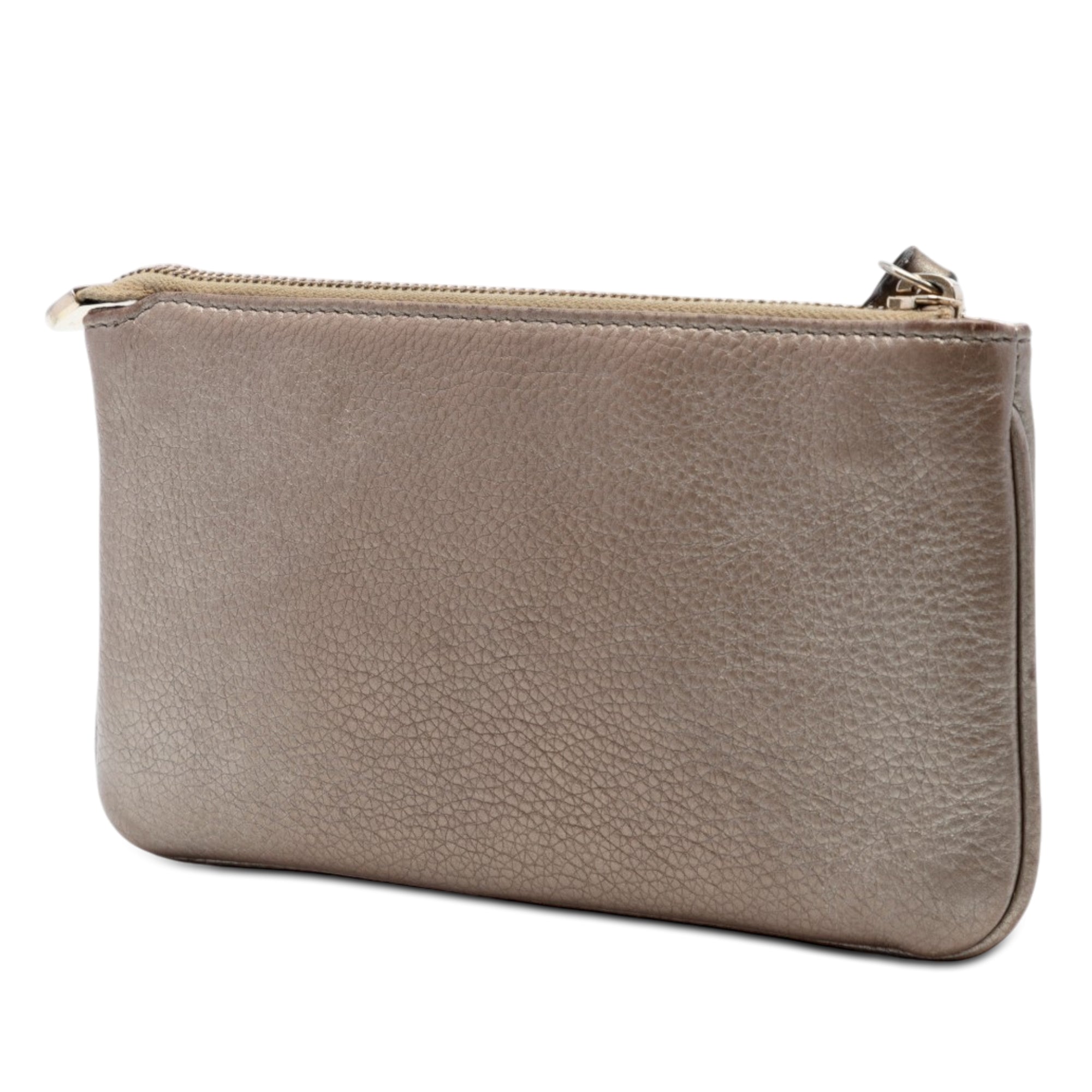 Metallic Calfskin Soho Wristlet Pouch