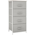 4-Drawer Linen Storage Organizer with Metal Frame & Adjustable Feet for Living Room, White