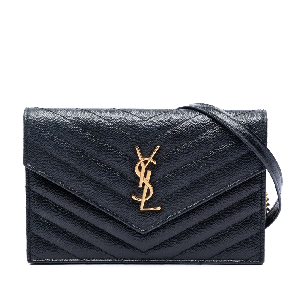 Grain De Poudre Matelasse Chevron Monogram Chain Wallet