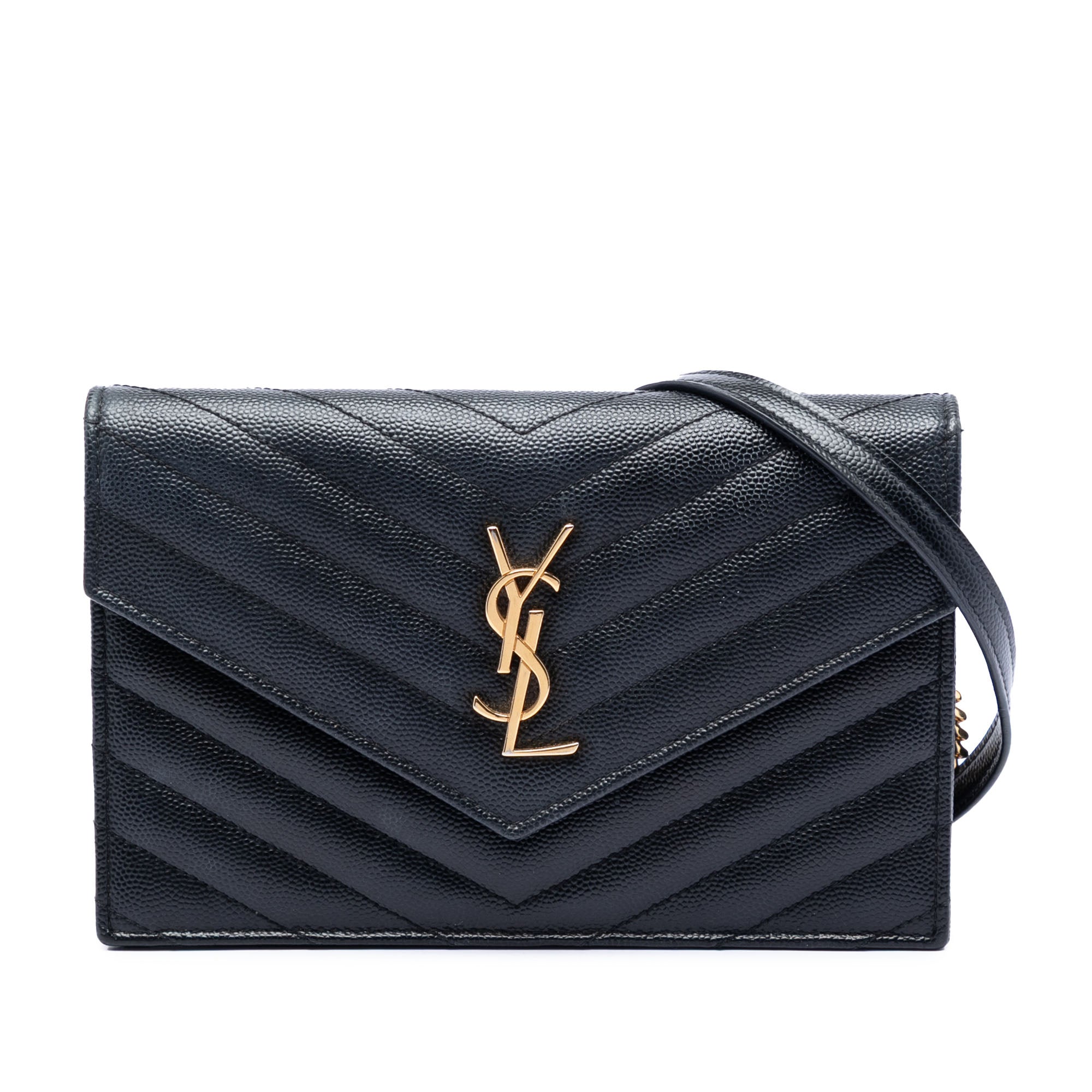 Grain De Poudre Matelasse Chevron Monogram Chain Wallet