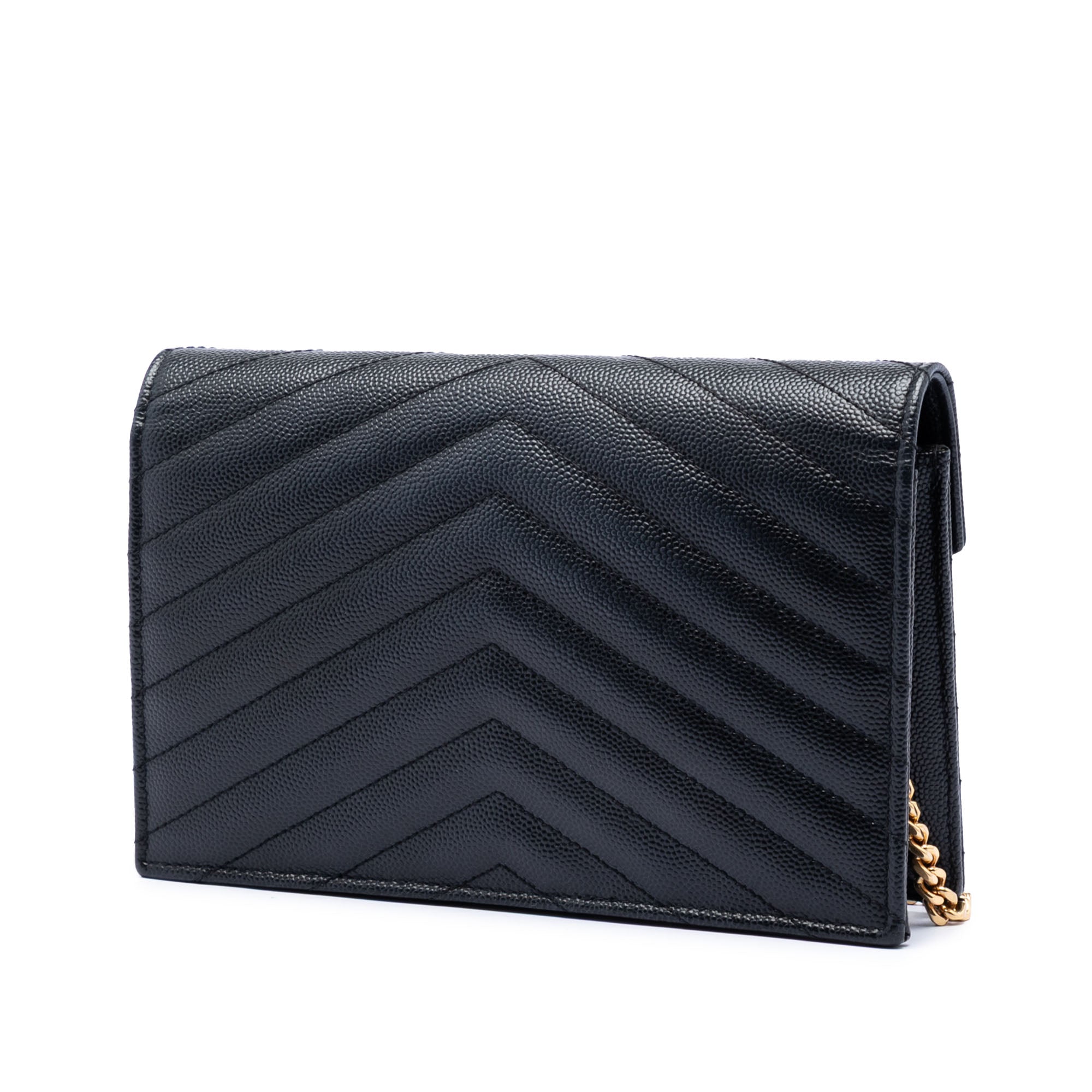 Grain De Poudre Matelasse Chevron Monogram Chain Wallet