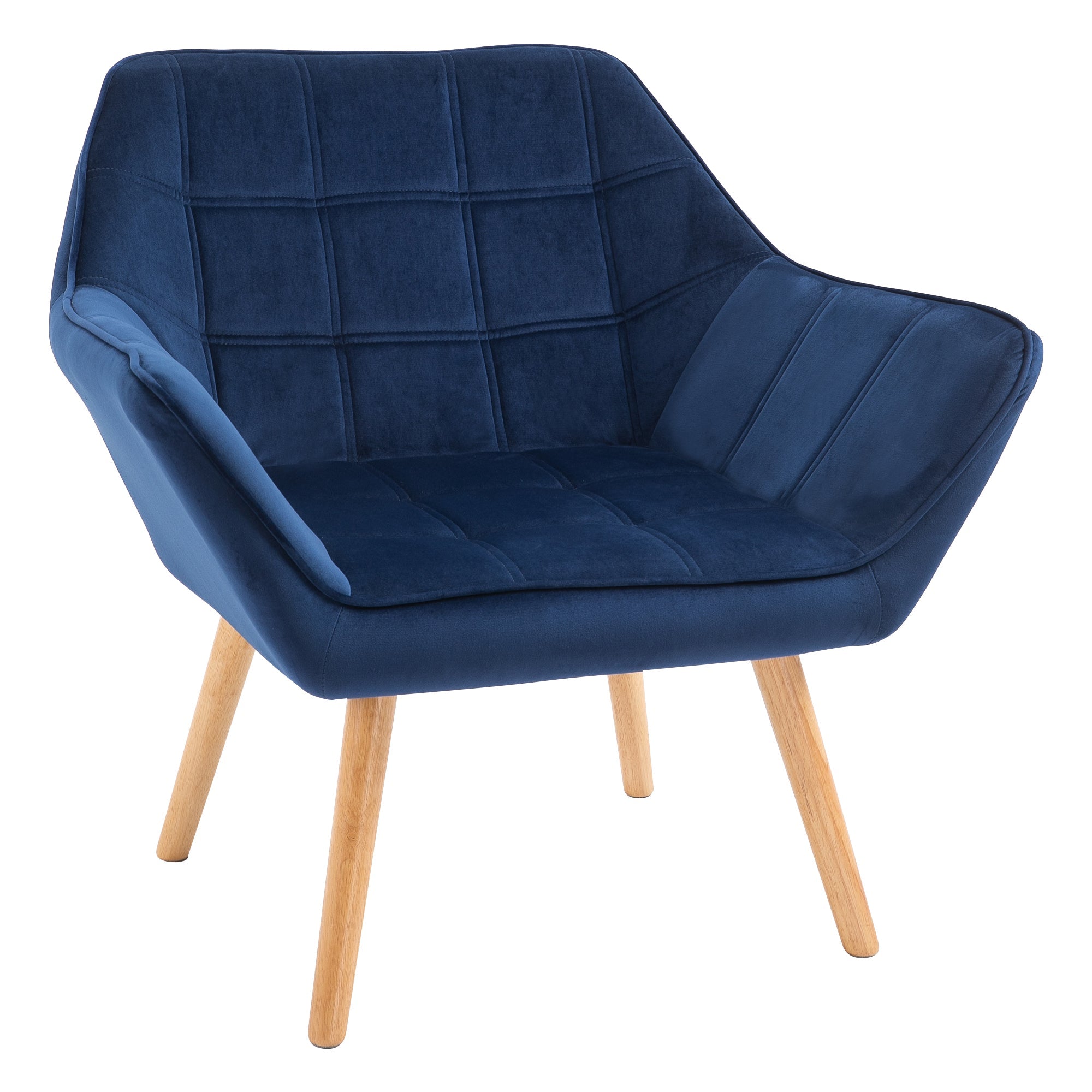 Modern Accent Chair with Wide Arms & Slanted Back for Living Room, Bedroom, Blue