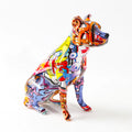 ArtZ® Staffordshire Terrier Graffiti Painted Statue - Orange Normal Ears
