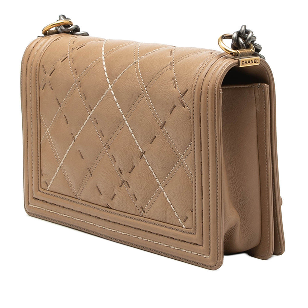 Medium Quilted Calfskin Wild Stitch Boy Flap
