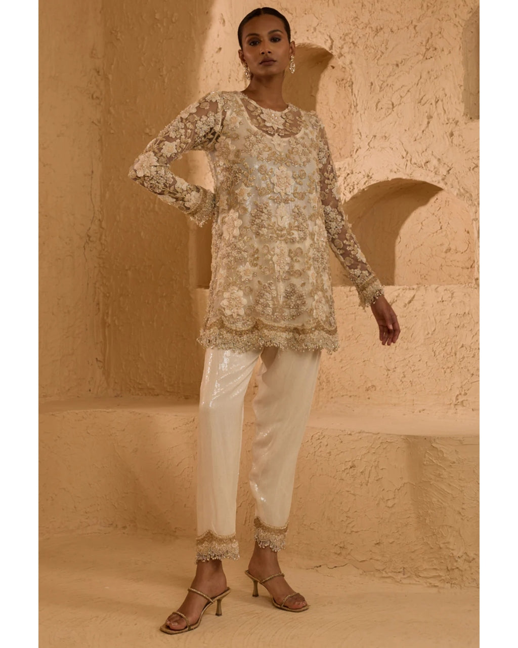 Scarlet A-Line Kurta Set By KYNAH, Luxury Indian Fashion & Bridal Wear