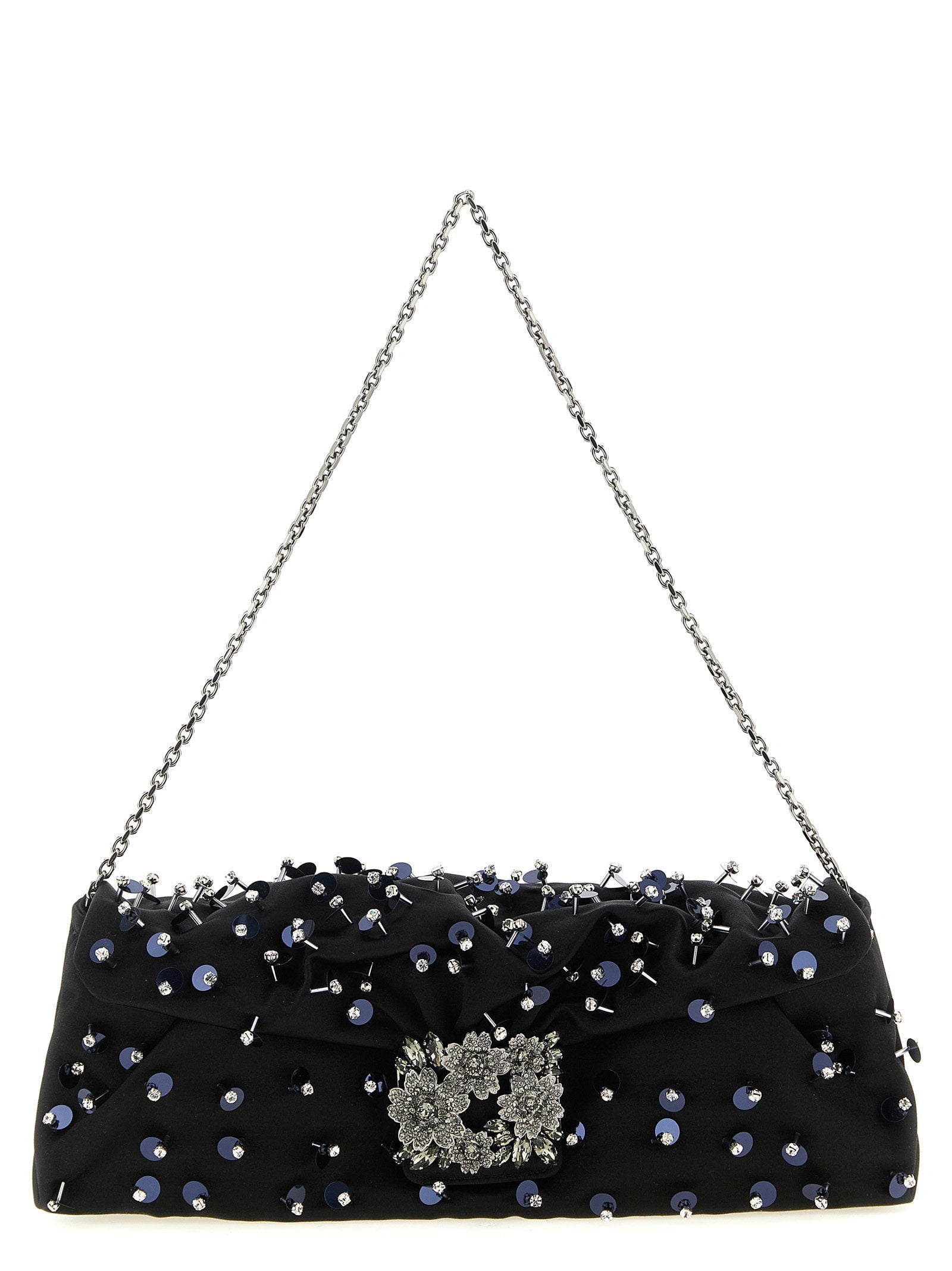 Roger Vivier Efflorescence Clutch — Black