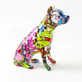 ArtZ® Staffordshire Terrier Graffiti Painted Statue - Purple Cropped Ears