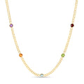 Multi Gemstone Curb Chain Necklace