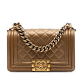 Small Quilted Metallic Lambskin Boy Flap