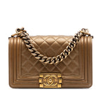Small Quilted Metallic Lambskin Boy Flap