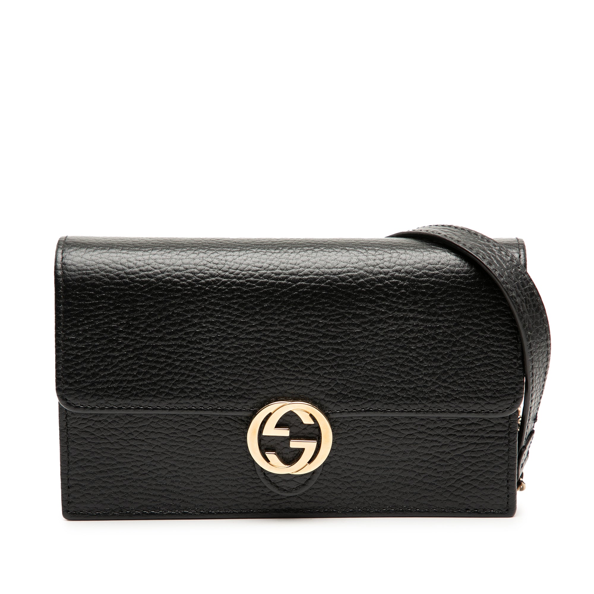Dollar Calfskin Interlocking G Wallet on Chain