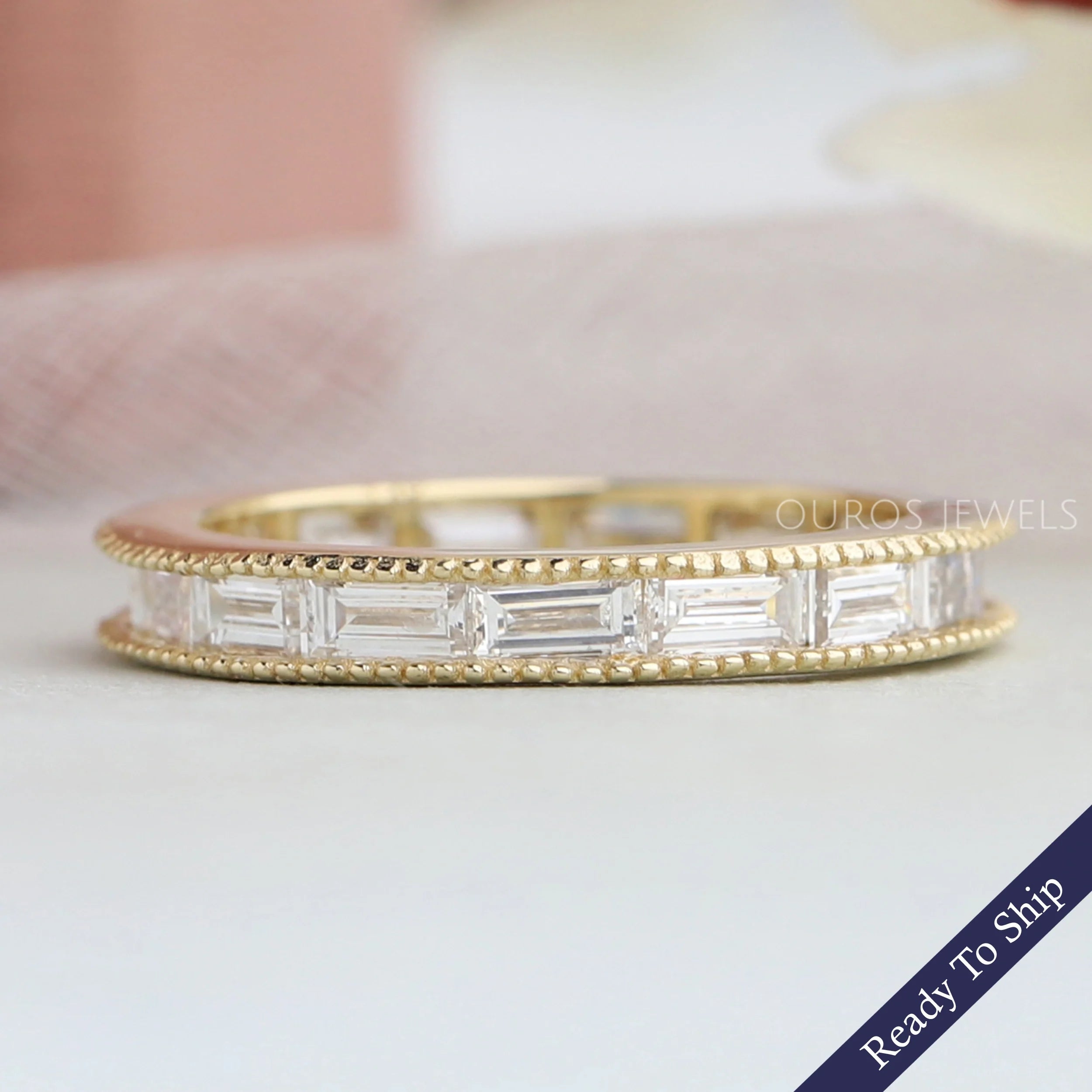 Baguette Cut Lab Grown Diamond Full Eternity Wedding  Band