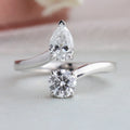 Pear and  Round Diamond  Bypass Ring