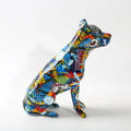 ArtZ® Staffordshire Terrier Graffiti Painted Statue - Blue Normal Ears