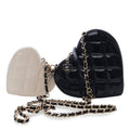 Quilted Patent Duo Heart Clutch with Chain