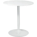 Round Dining Table, Modern Kitchen Table with Steel Base, Non-slip Foot Pad, White