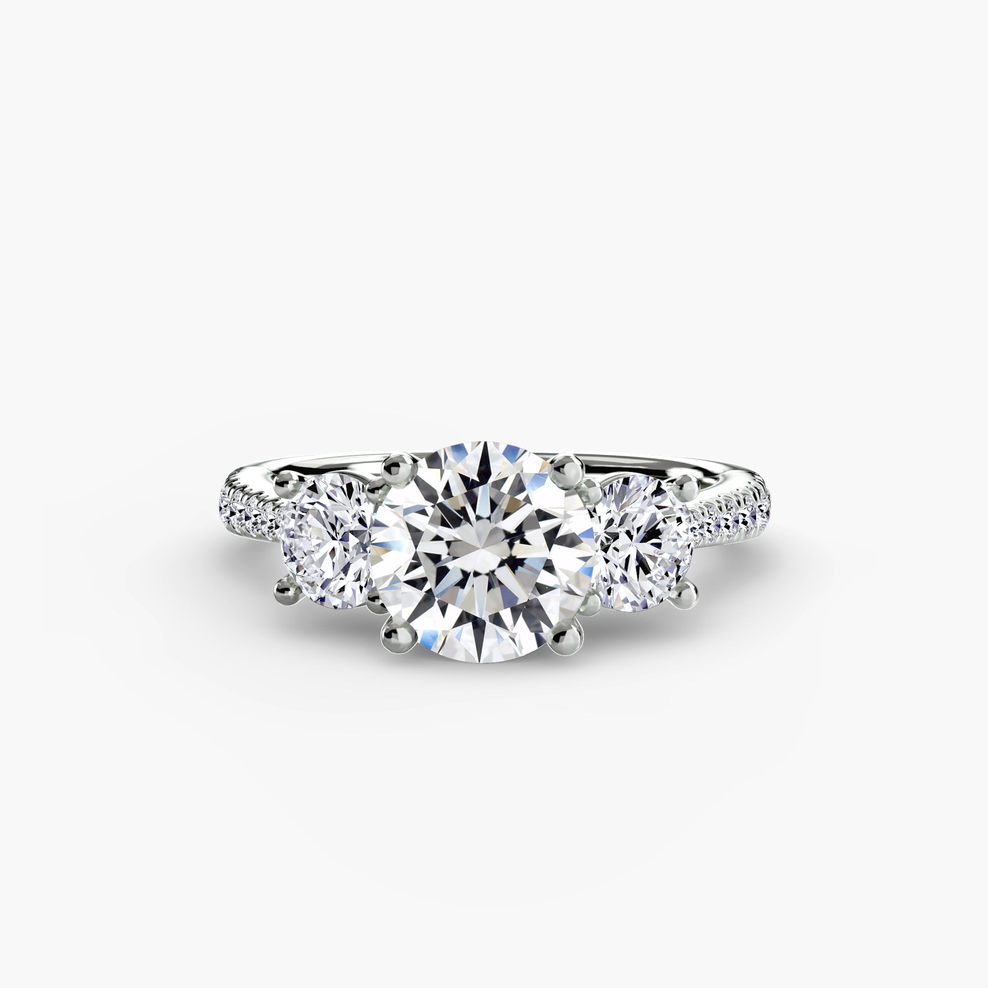 Classic Three-Stone Pavé Ring