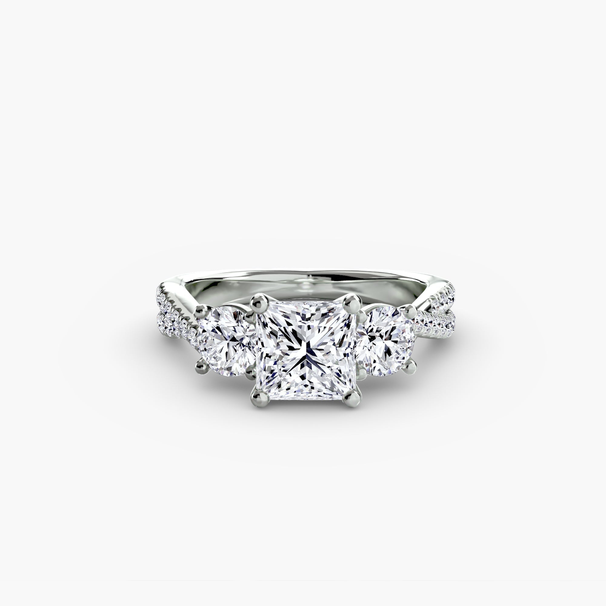 Twisted Pavé Three-Stone Ring