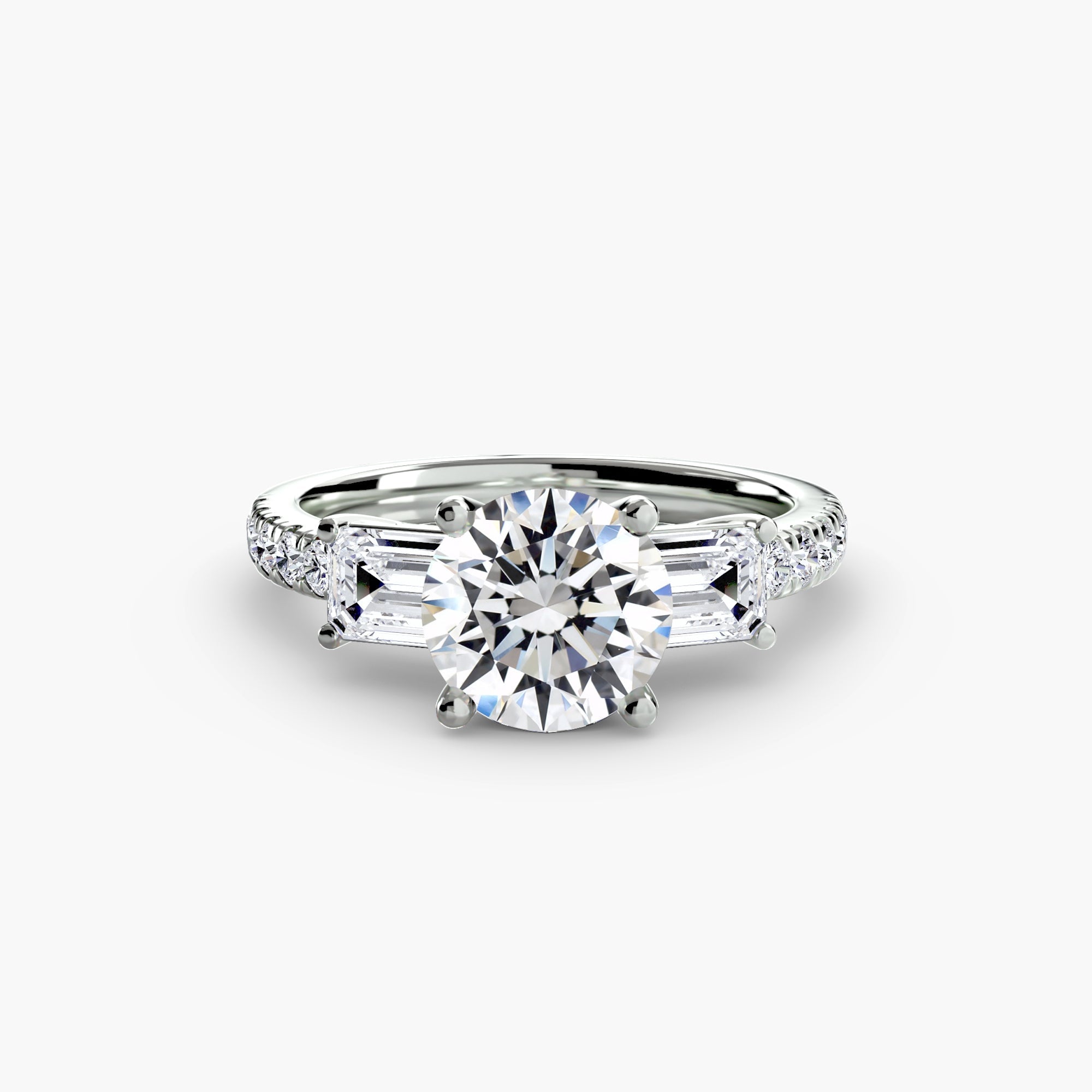 Three-Stone Ring with Baguette Side Stones