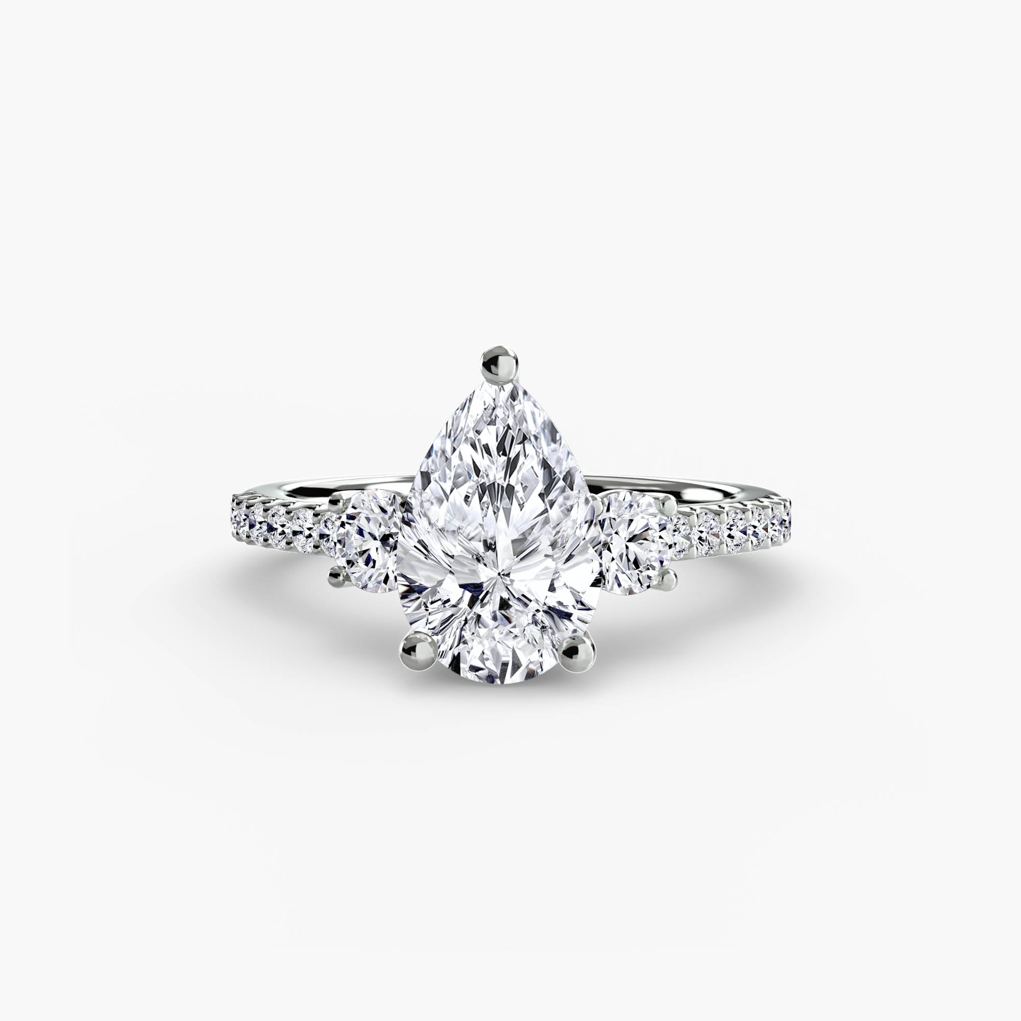 Pear Three-Stone Pavé Ring