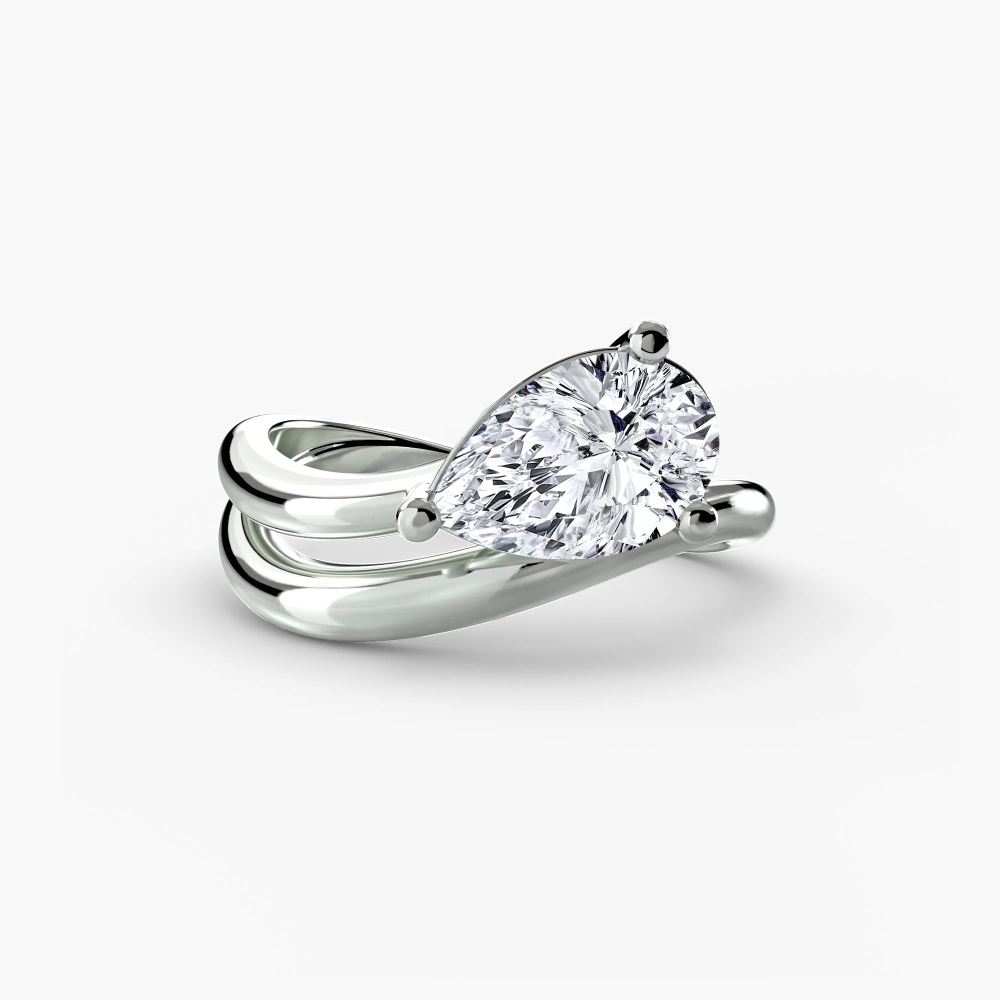 Double Wave Solitaire Ring